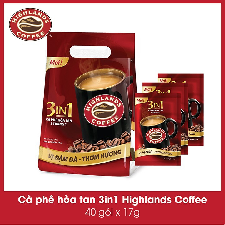 Cà phê hòa tan 3in1 Highlands Coffee (50 gói x 17g)