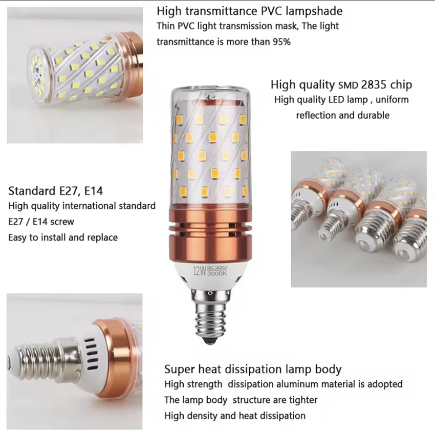 Vimite 12/16W  LED Corn Bulb E14/E27 3 Color Energy Saving Bulb Night Light Eye Protection Decoration lamp
