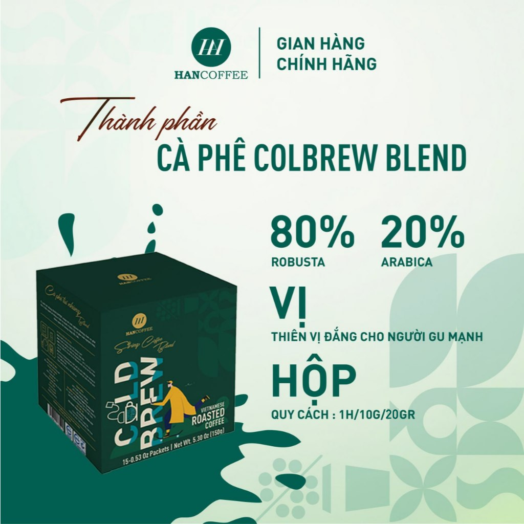 Cà phê Cold Brew HANCOFFEE PREMIUM BLEND hộp 10 x 20g