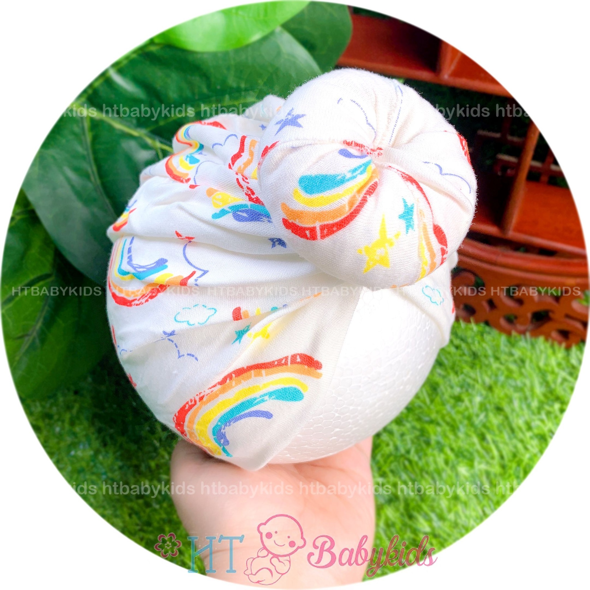 Mũ tuban cho bé gái kiểu ốc tròn cầu vồng