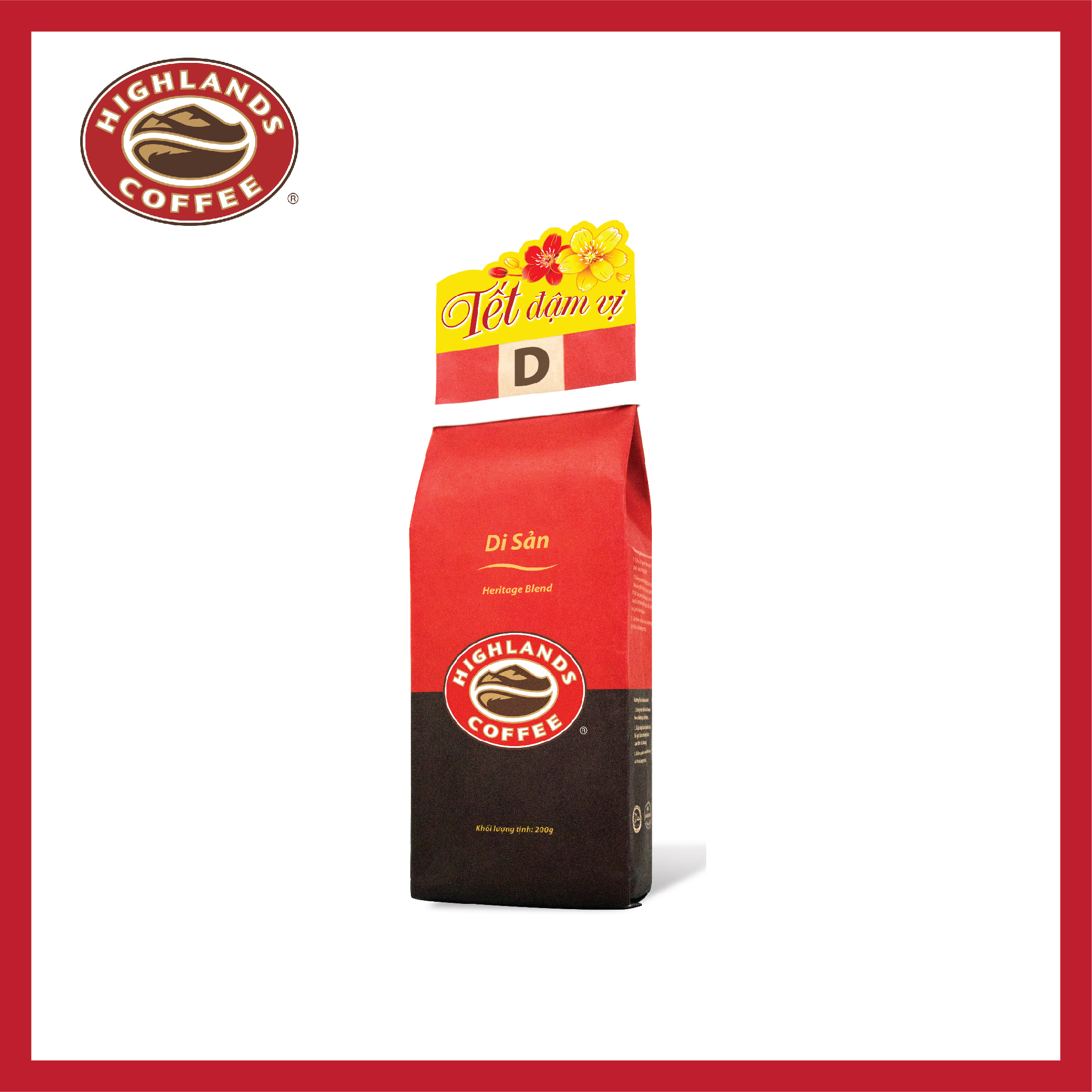 [TẾT 2022/ TẾT ĐẬM VỊ] Cà phê rang xay Di sản Highlands Coffee 200g - gu đậm với hạt cà phê robusta