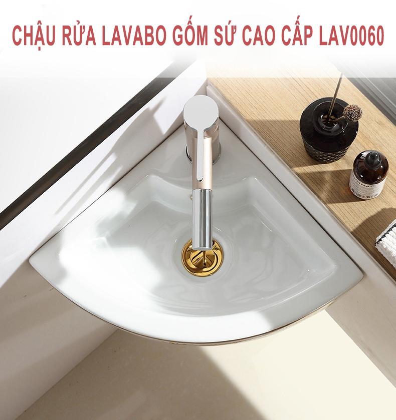 Chậu rửa lavabo gốm sứ nghệ thuật LAV0060 – Thiết kế hình tam giác