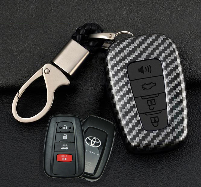 HCM- Ốp vỏ chìa khóa Carbon Toyota Camry, Cross 2020-2022 -kèm móc khóa