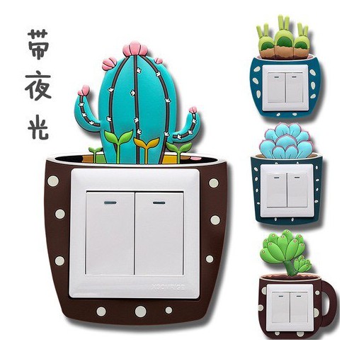 Miếng Dán 3D Silicon Trang Trí Ổ Điện Hình Đáng Yêu