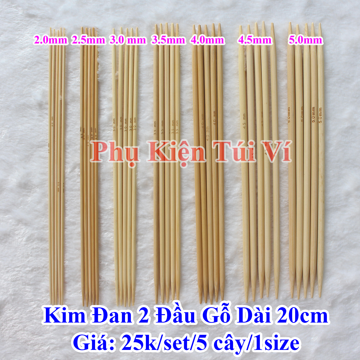Kim đan 2 đầu gỗ dài 20cm (35k/set/5 cây/1size)