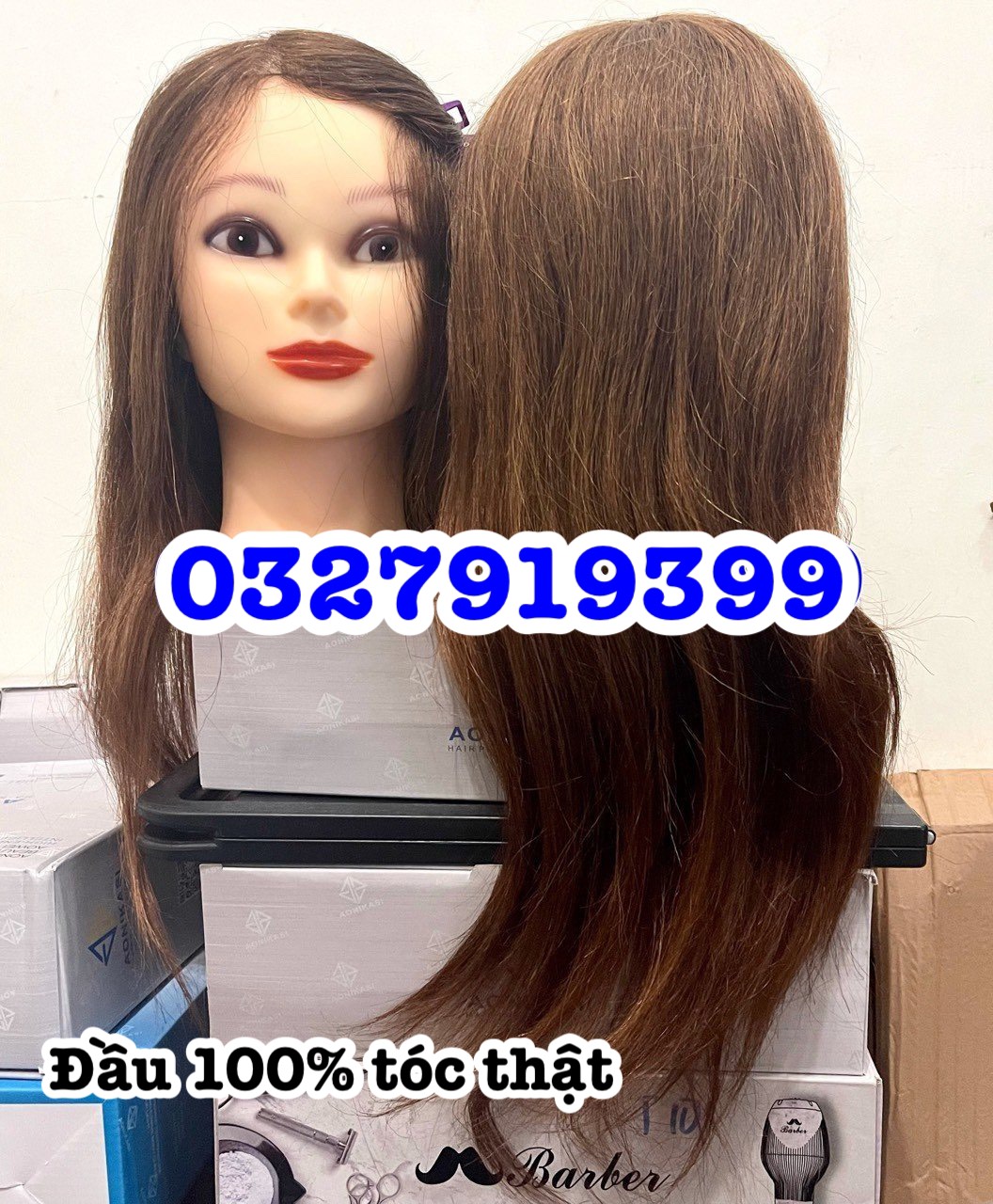 Đầu manocanh học làm tóc 100% tóc thật MX04