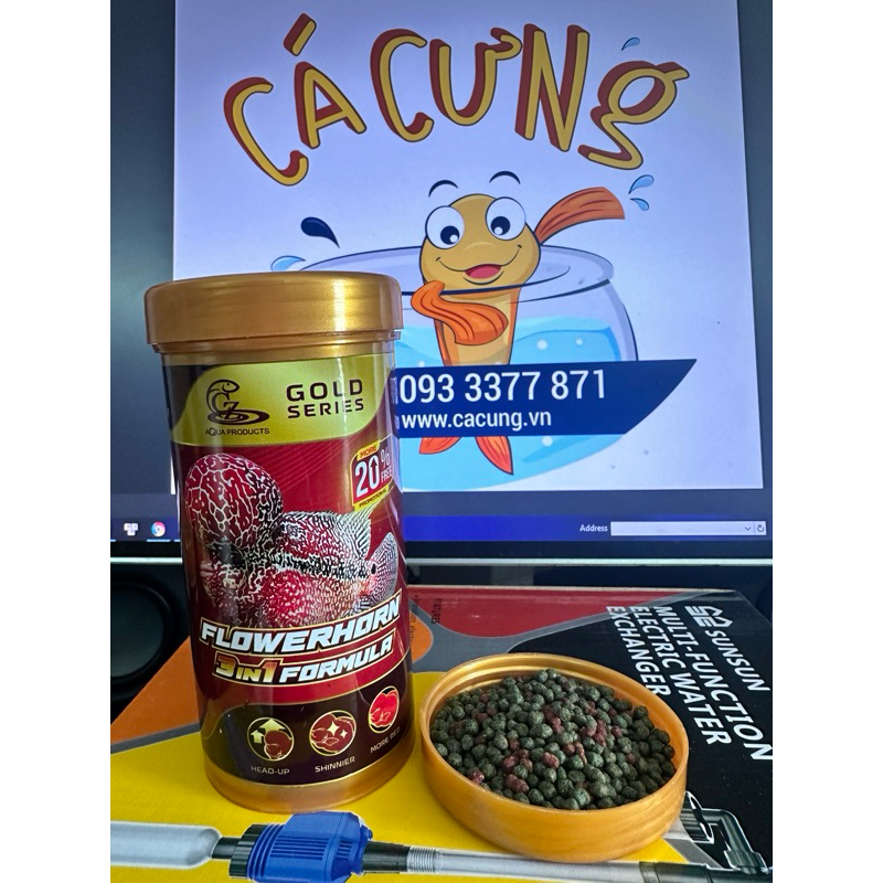 Thức ăn cá la hán cz 3in1 thái đỏ châu - cám la hán 3in1 tăng đầu màu & sáng châu