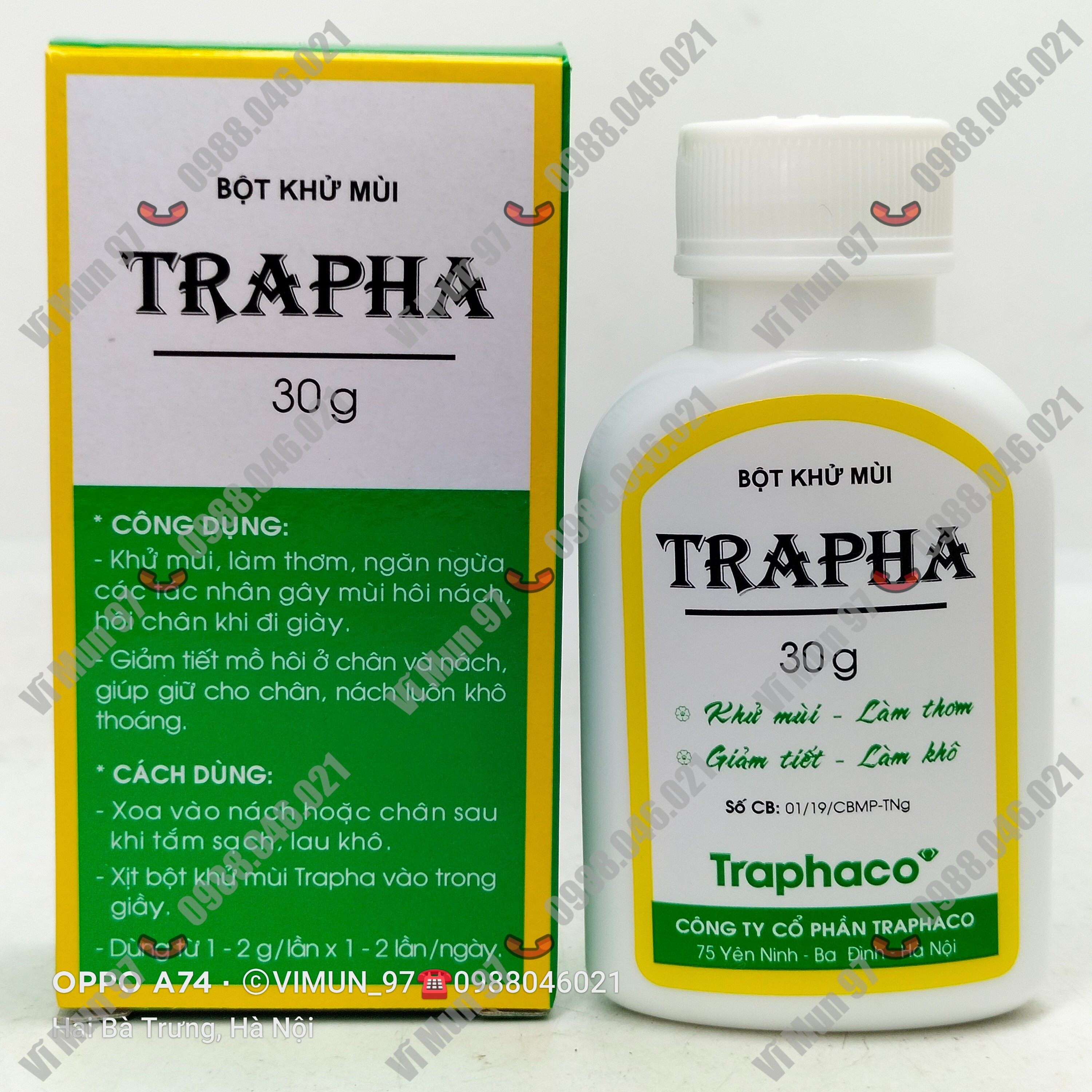 Bột khử mùi TRAPHA lọ 30g