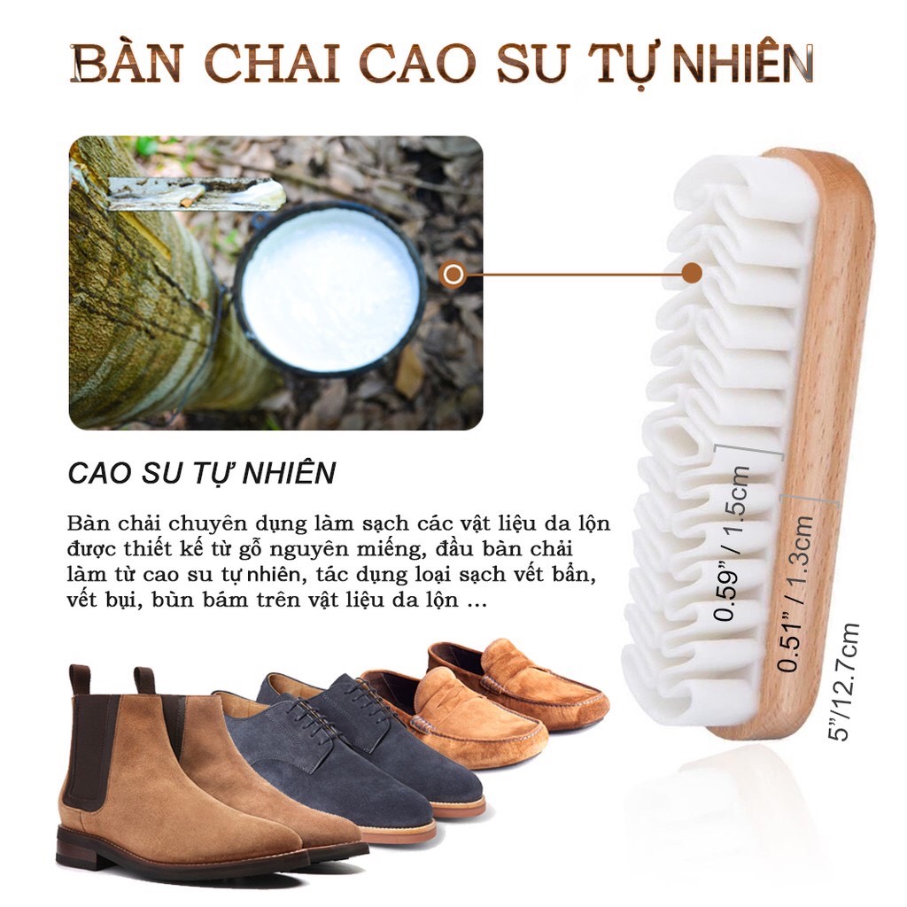 Bàn chải đánh giày da lộn, túi da lộn, quần áo da lộn