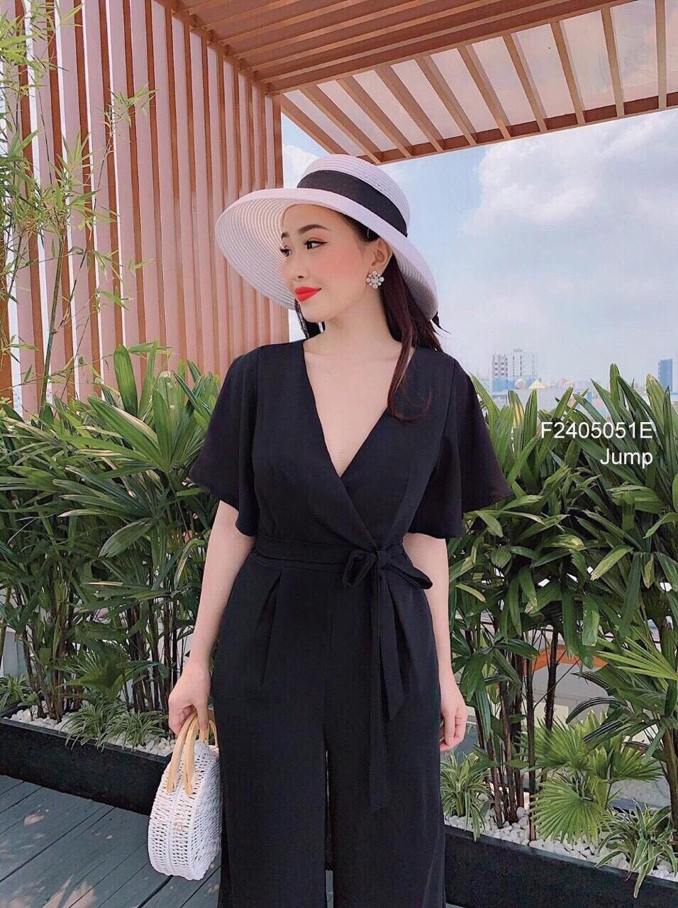 Sét bộ jumpsuit ống rộng cát hàn-QH
