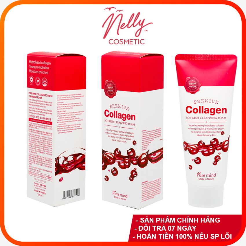 Sữa rửa mặt Collagen Pure Mind Collagen So Fresh Cleaning Foam 100ml