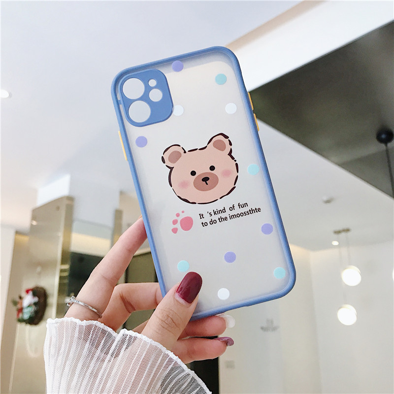 Ốp Lưng Nhám Chống Sock Va Đập Bảo Vệ Camera Bear Face