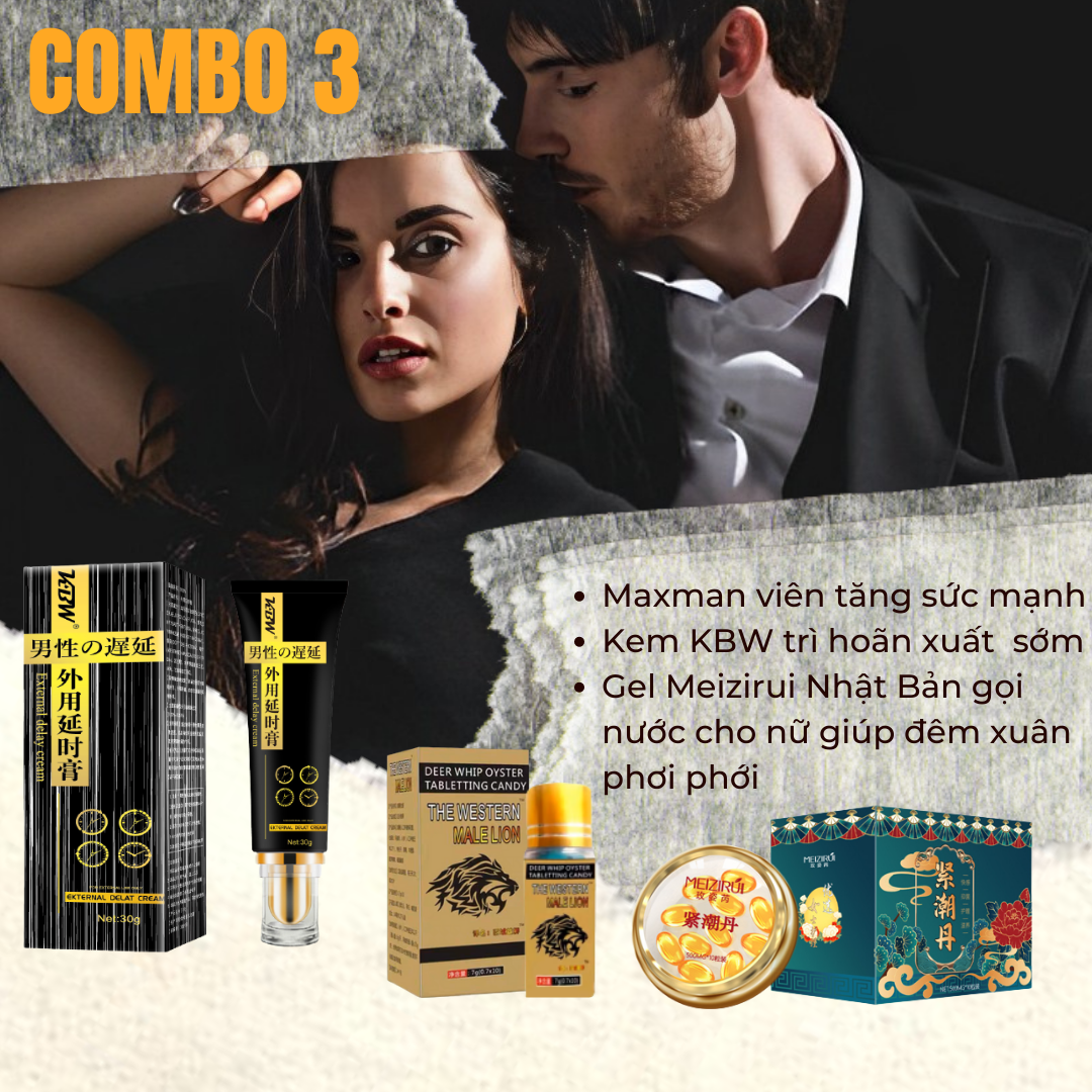 {combo3} Maxman Viên Tăng Sức Mạnh Kem Kbw Trì Hoãn Xuất Sớm Gel