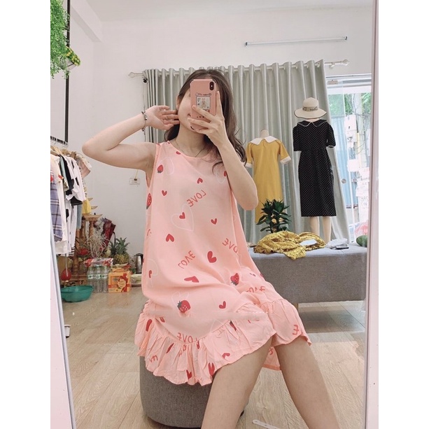 Váy lanh bầu dáng suông, mặc nhà Mùa HÈ