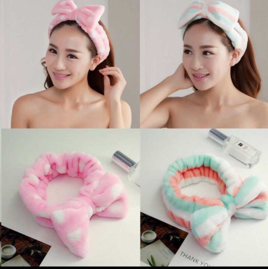 Băng đô nhung cài rửa mặt siêu mềm mịn dễ thương