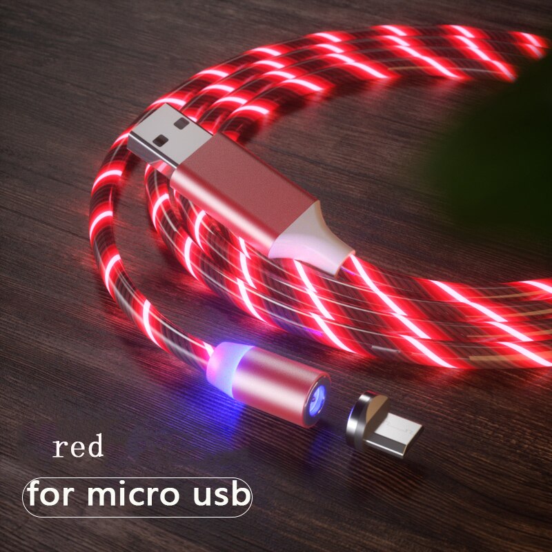 Cáp sạc từ tính hút nam châm dây 2M phát sáng 3 đầu Iphone, Micro usb , type c