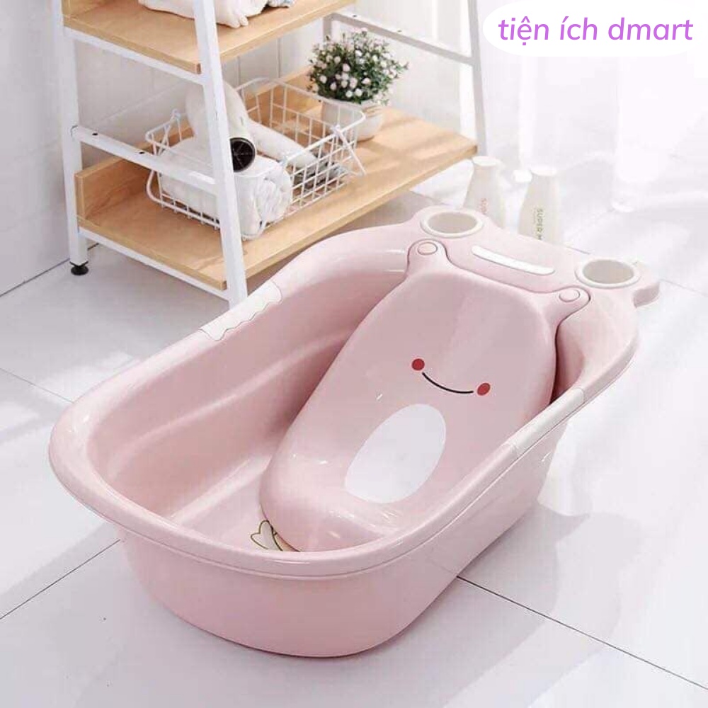Chậu tắm cho bé , thau tắm hình ếch nhựa Việt Nhật có giá đỡ cho bé