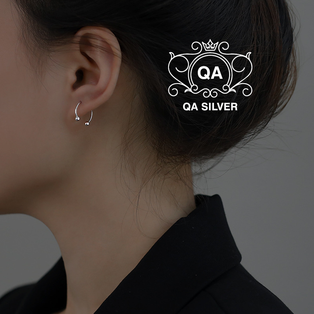 Khuyên tai bạc 925 khoen vành chốt bi vặn nam nữ bông kẹp vành S925 EARCUFF QA SILVER Earrings EA200903