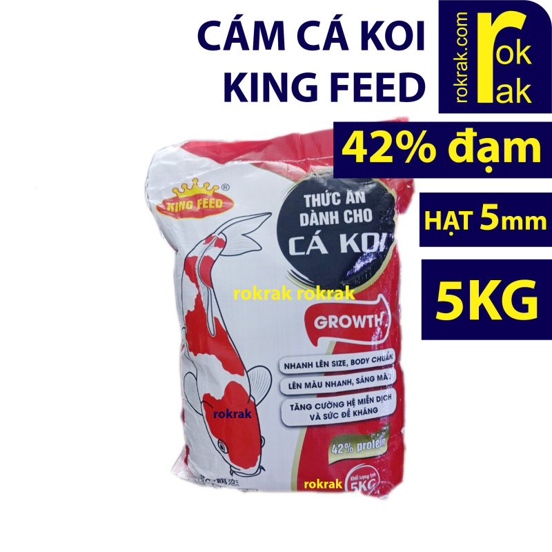 [HCM]Thức ăn cá KOI 42% đạm Cám cá koi king feed GROW 5KG size hạt 5mm