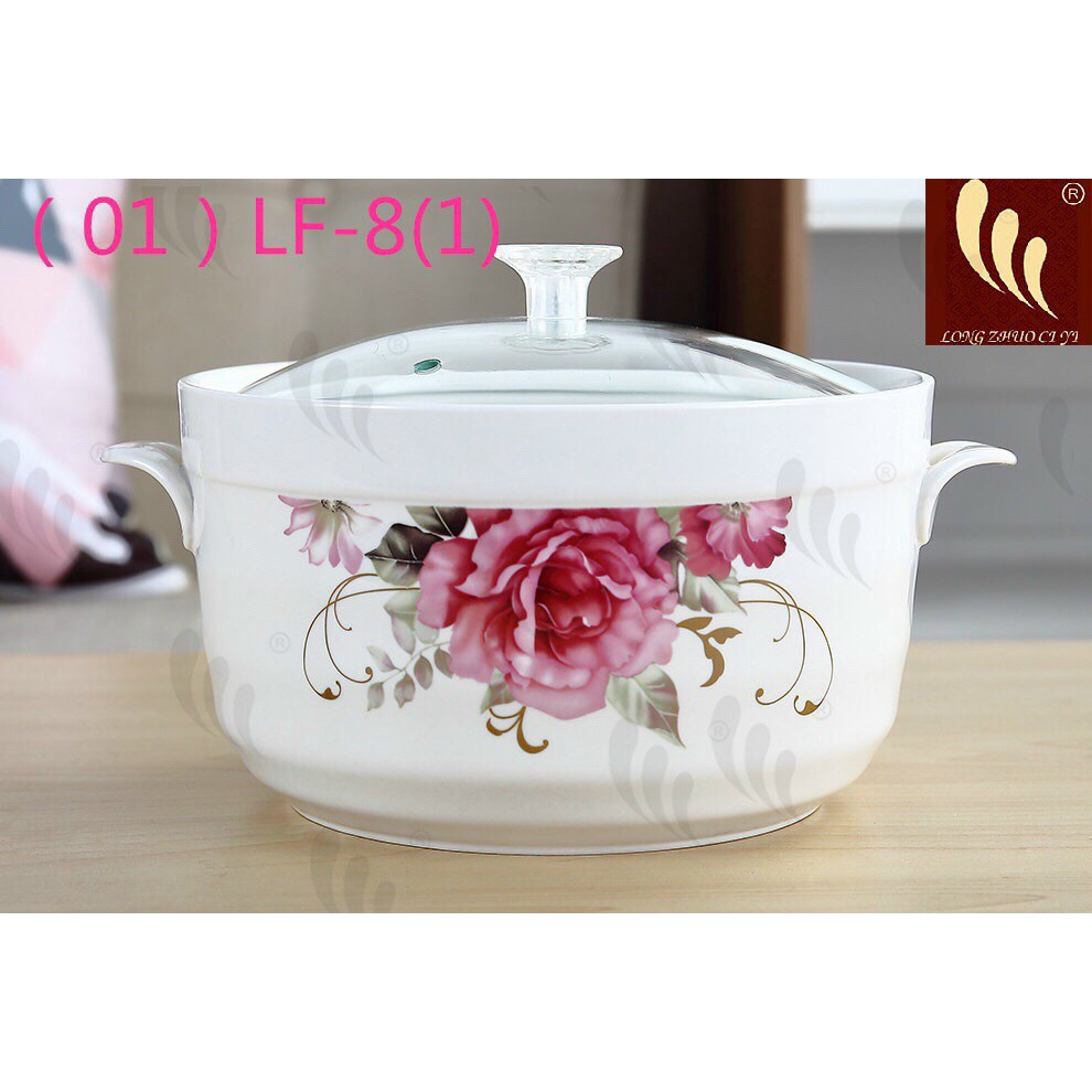 Âu Sứ Đựng Cơm Canh Có Nắp Sứ, Nắp Kính