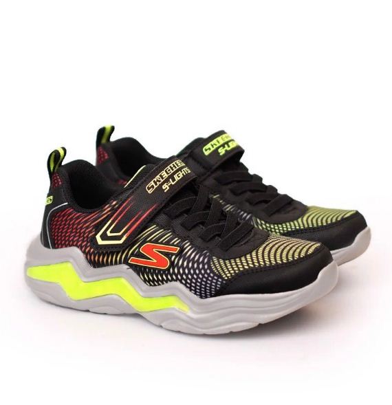 Shoes Skecher children black stripe green leaves, GLK27