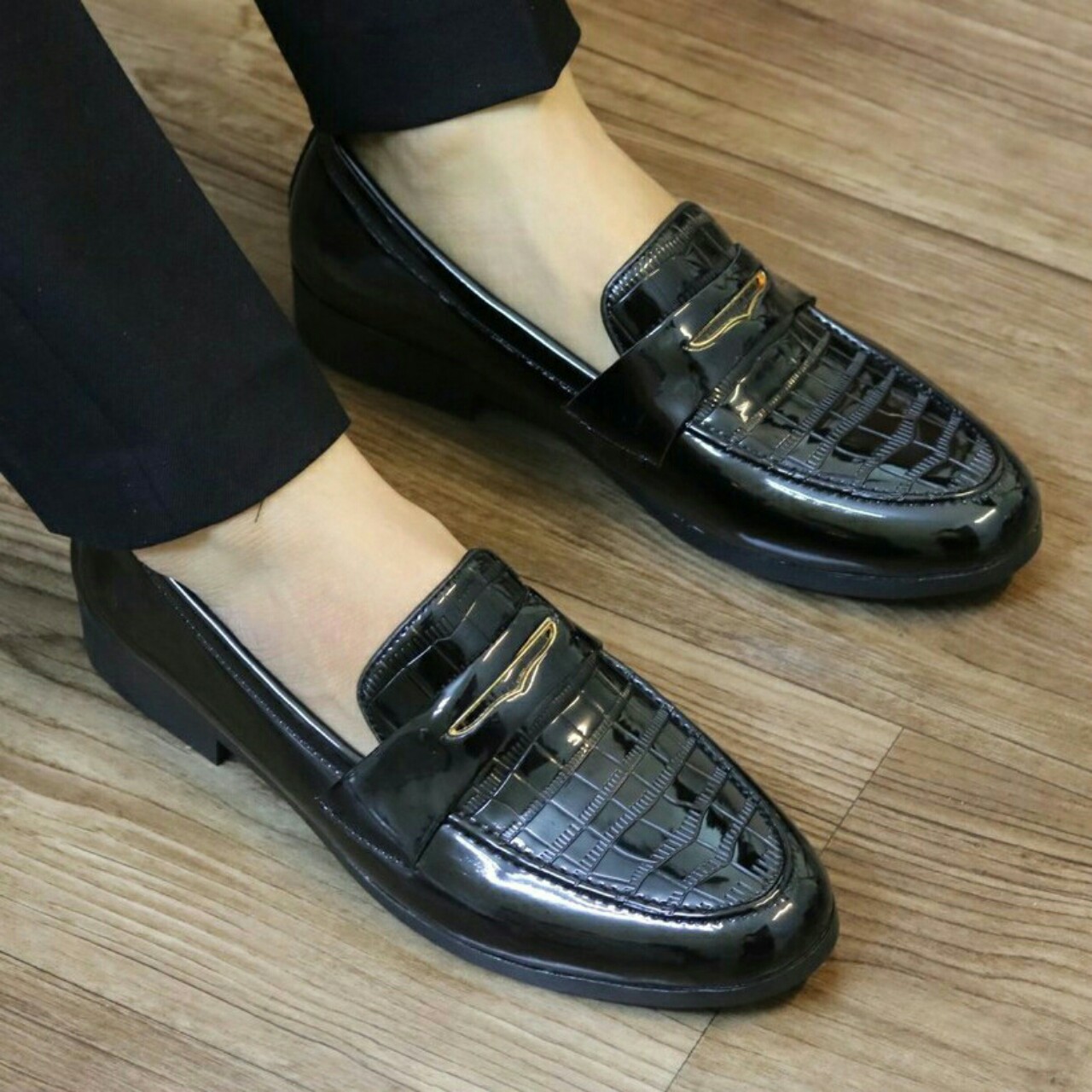 [HCM]Giày lười nam da bóng dập nổi X86fashion-X47