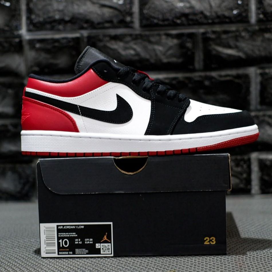 Giày Thể Thao J0rdan 1 low Black Toe ( JD1 thấp cổ đỏ đen )
