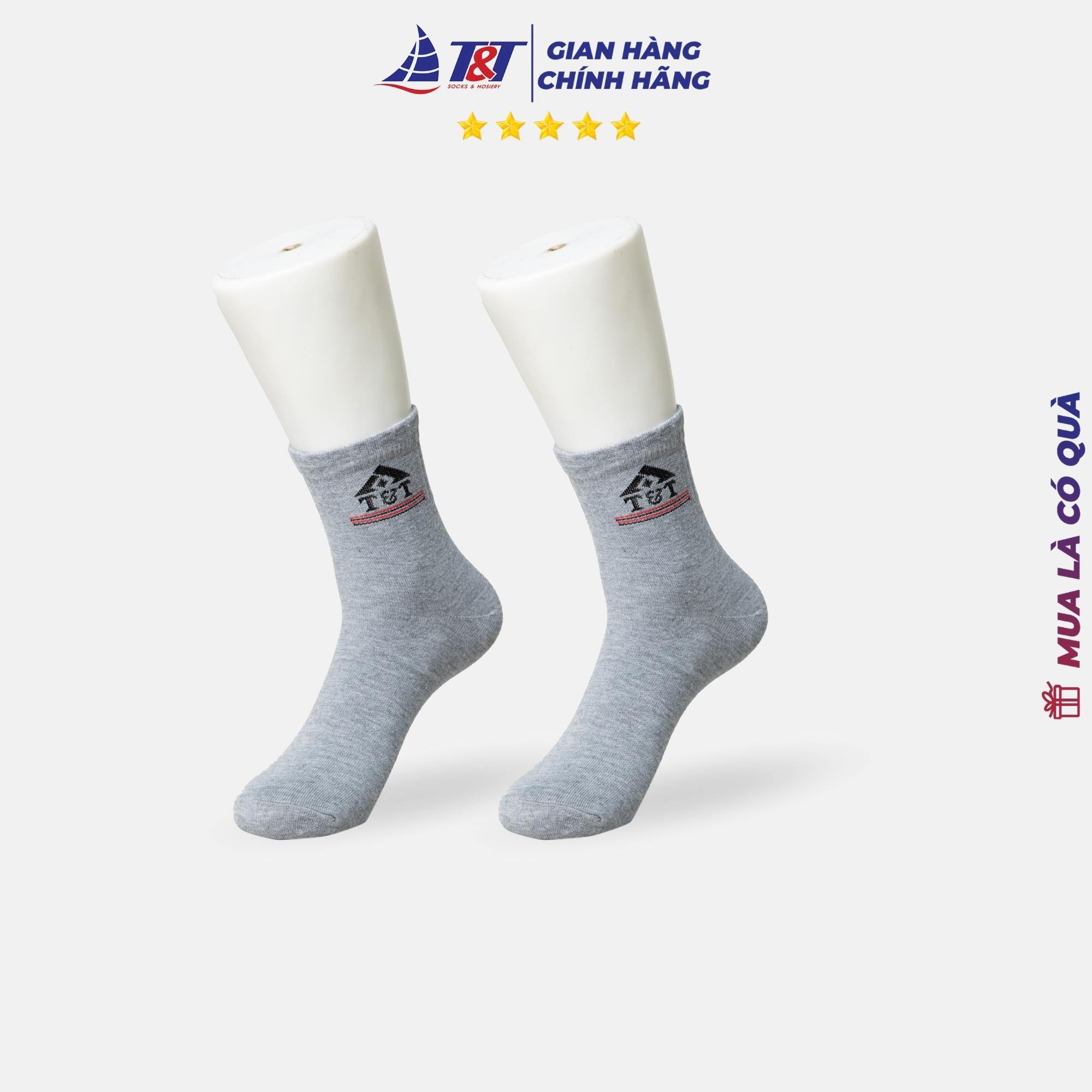 Tất Nam cổ trung logo T&T SOCKS - NAM 401