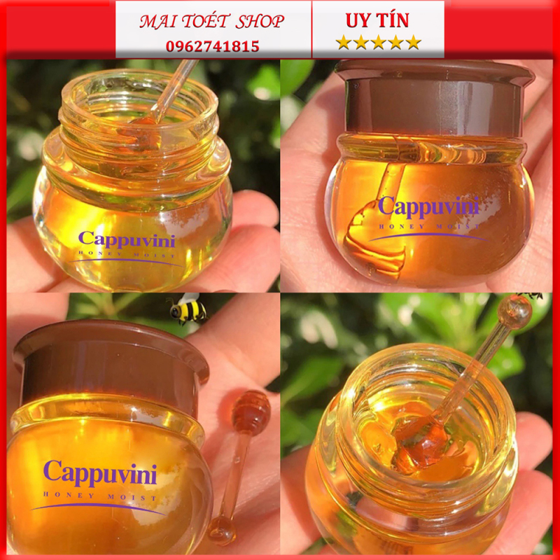Hũ mặt nạ dưỡng môi Cappuvini Honey Moist được chiết xuất mật ong làm ẩm mượt môi