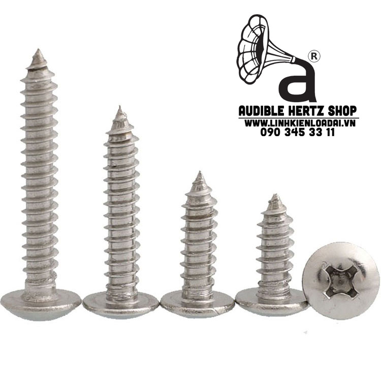 Vít gỗ đầu dù 4 cạnh Inox bắt loa M3, M4 (Combo 20 con)
