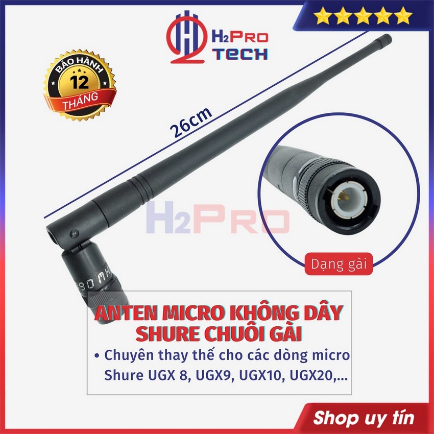 Anten micro không dây shure chuôi gài dài 26cm, ăng ten mic không dây sóng khỏe, chuyên thay cho shure ugx-h2pro tech