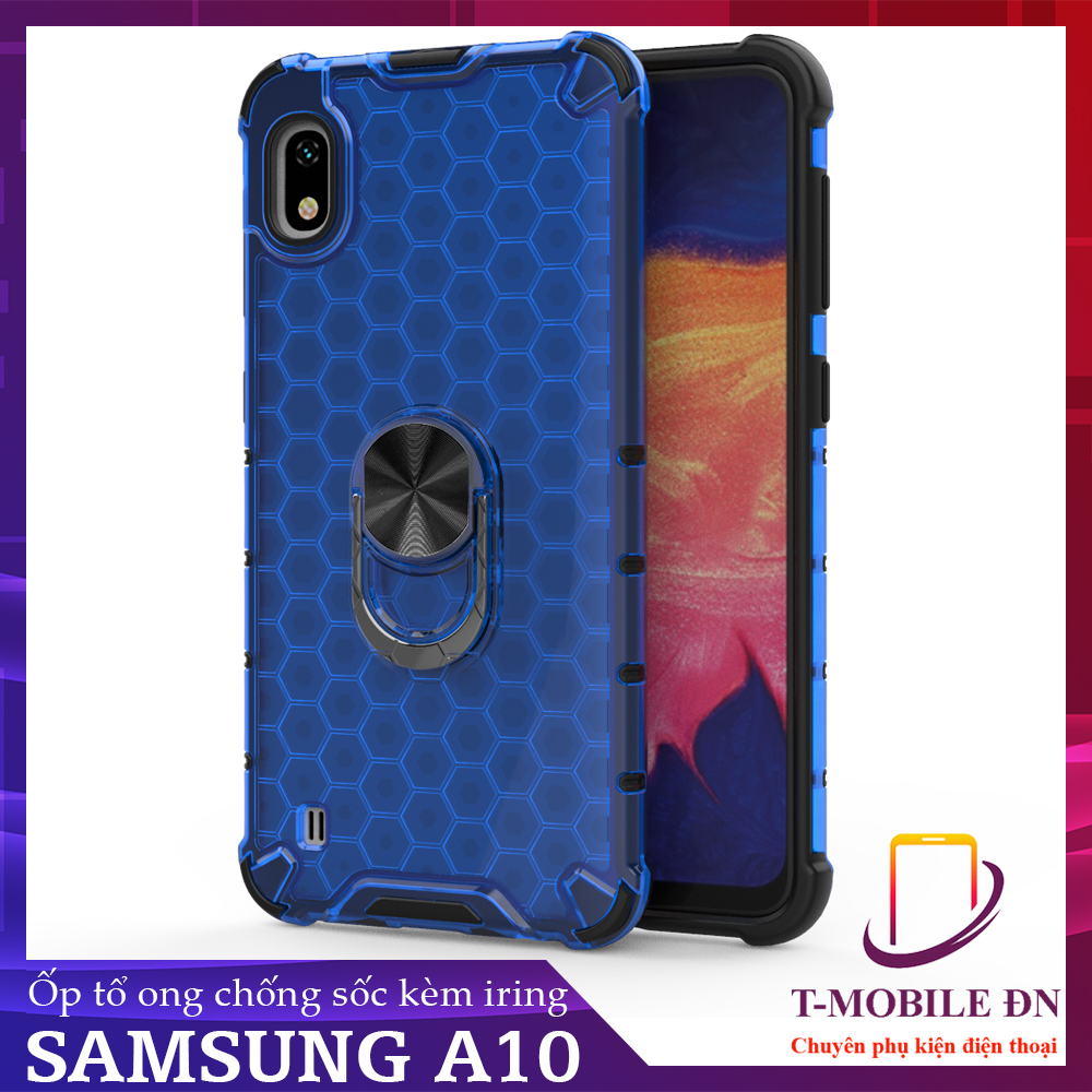 Ốp lưng Samsung A10 chống sốc họa tiết tổ ong kèm nhẫn iring làm giá đỡ chống xem video