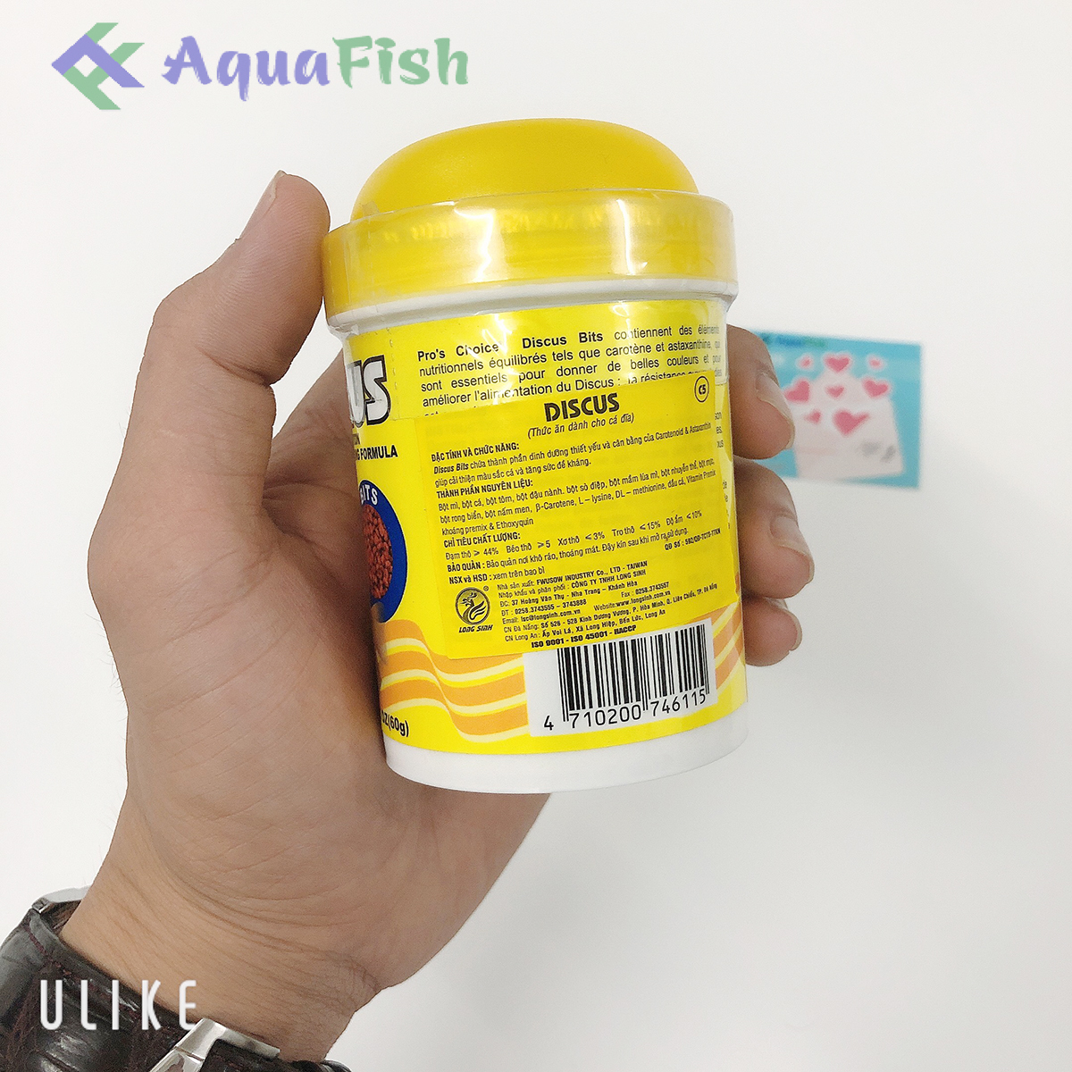 Thức Ăn Cho Cá Đĩa Pro'S Choice Discus Lọ 60g (Thức ăn chuyên dụng dành cho cá đĩa nhanh lớn, lên màu và không làm đục nước)
