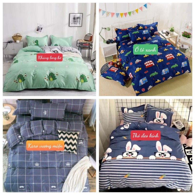 Ga Trải Giường 1m2x1m9 ô tô xanh