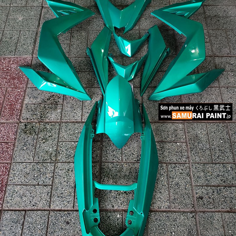 Sơn samurai xanh candy - combo màu xanh lục bảo Y017 sơn xịt samurai