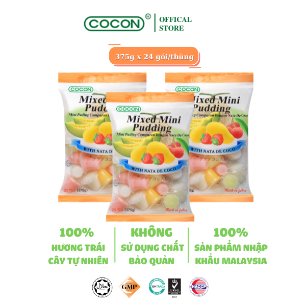 Combo 3 Gói Thạch Rau Câu Trái Cây Cocon 375g (375g x 3gói)