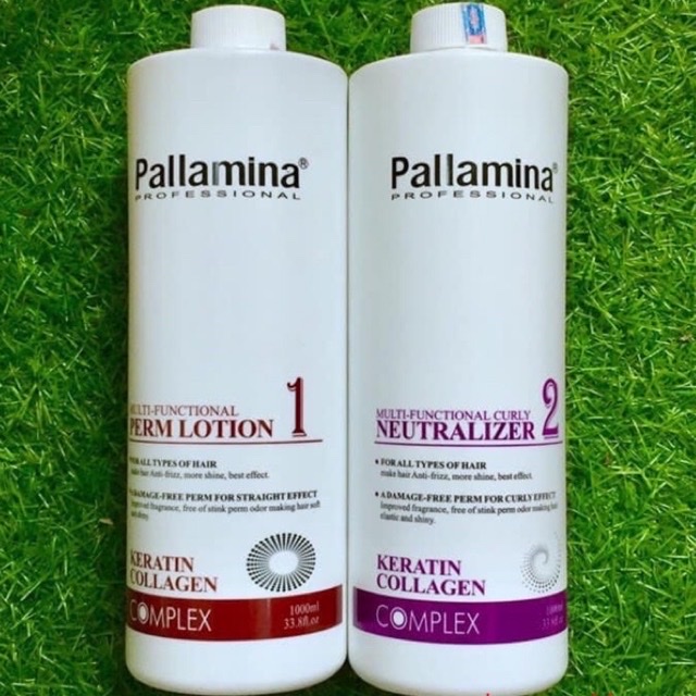 Cặp thuốc uốn tóc Pallamina Collagen (uốn nóng) 1000mlx2