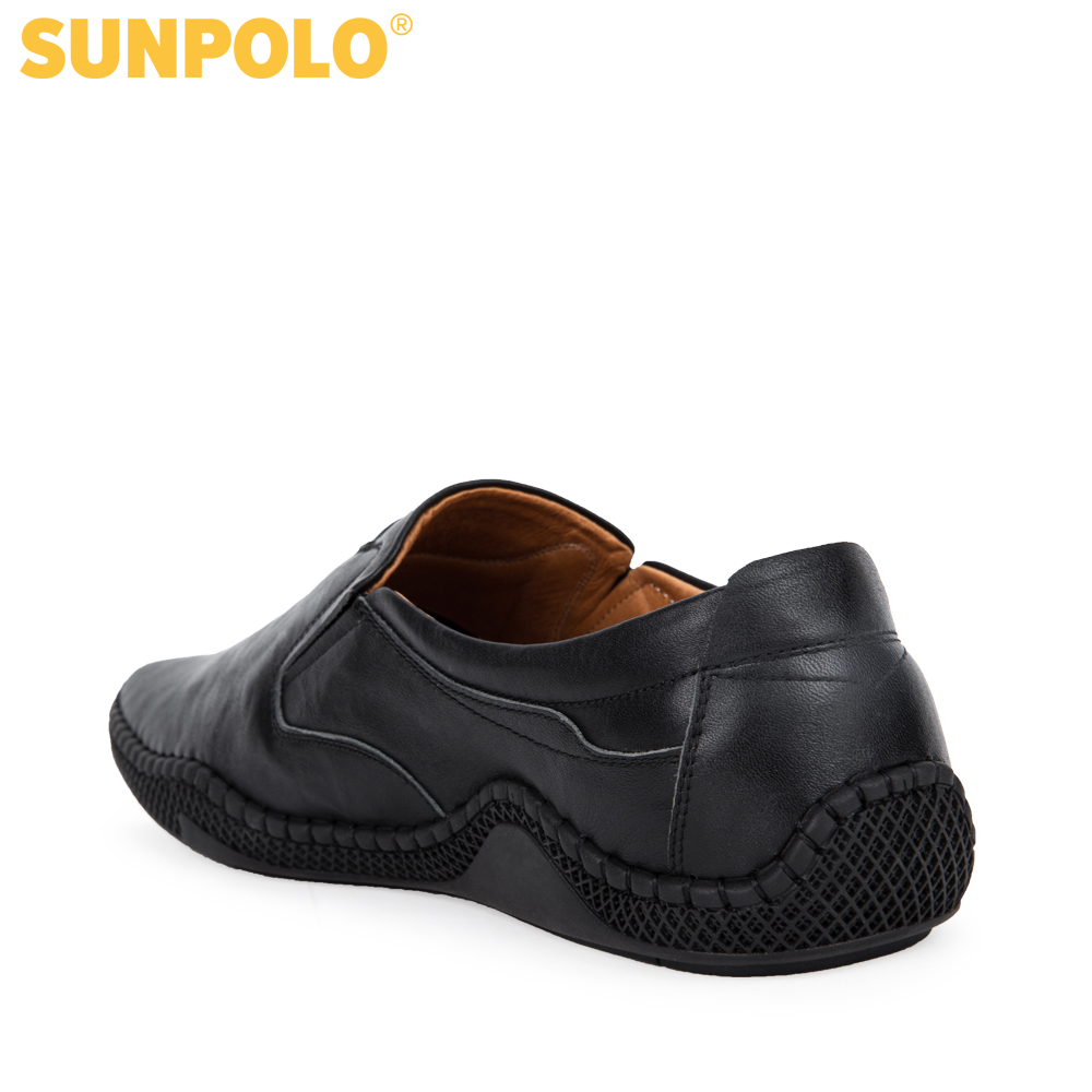 Giày lười nam da bò SUNPOLO SUS513 (Đen)