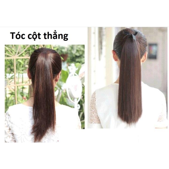 TÓC GIẢ CỘT THẲNG DÀI MÀU NÂU VÀNG HẠT DẺ