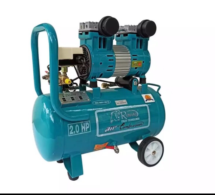 Máy nén khí giảm âm không dầu 35l Romano khí sạch máy siêu khỏe -tặng kèm chạc chia khí nén và dây xoắn hơi 9m