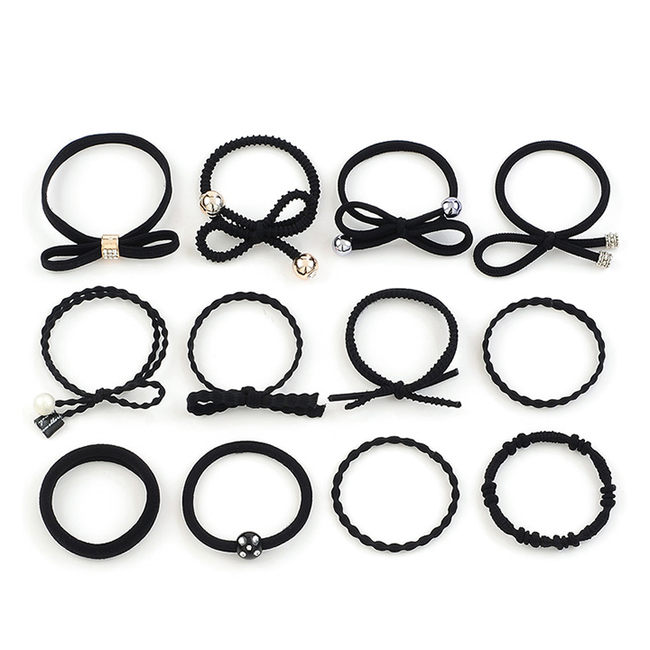Dây buộc tóc set 12 chiếc dây cột chun buộc xinh cho nữ dễ thương buoc toc nu phong cách Hàn quốc nhiều màu cute