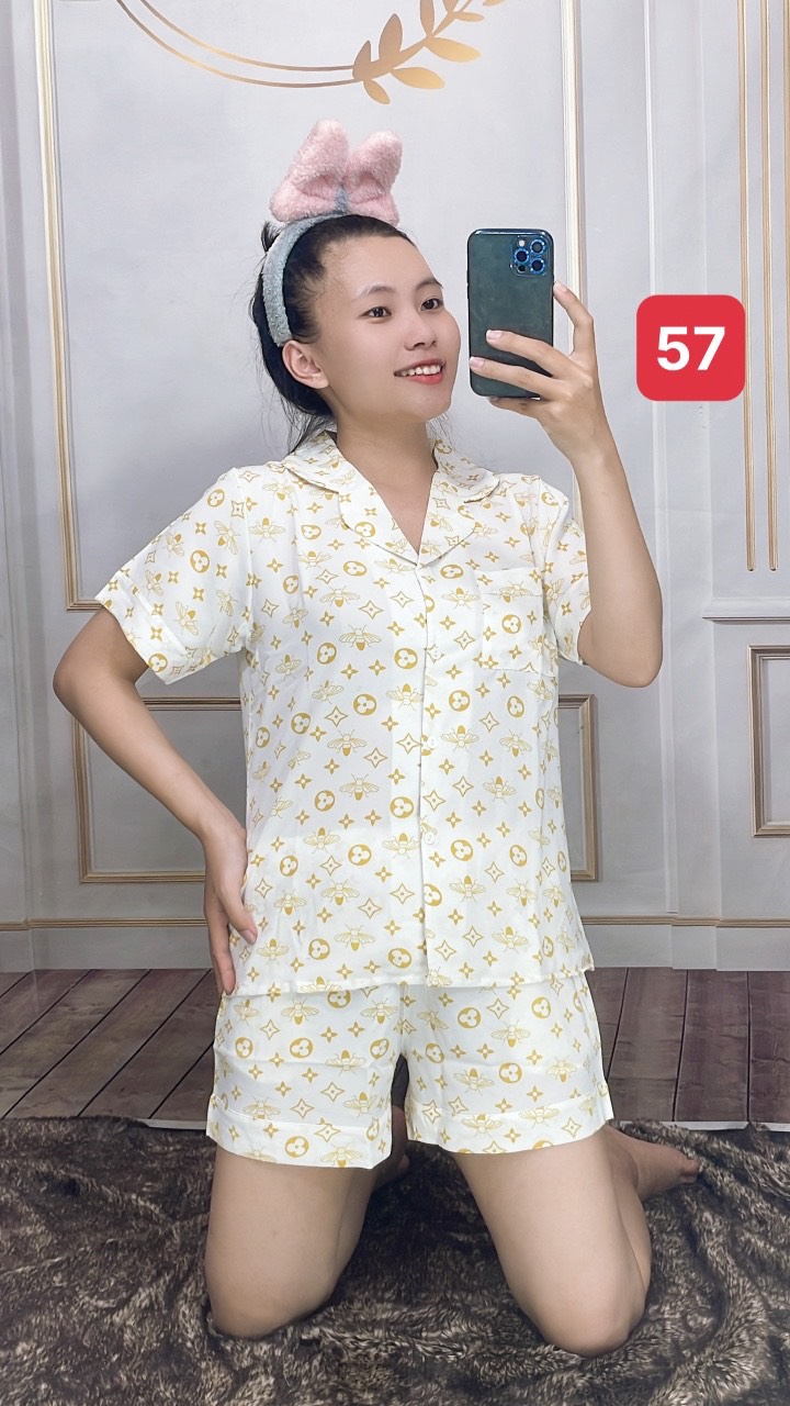 Đồ bộ nữ mặc nhà mùa hè cộc tay cộc quần đùi cho nữ chất lụa  mango mềm mát