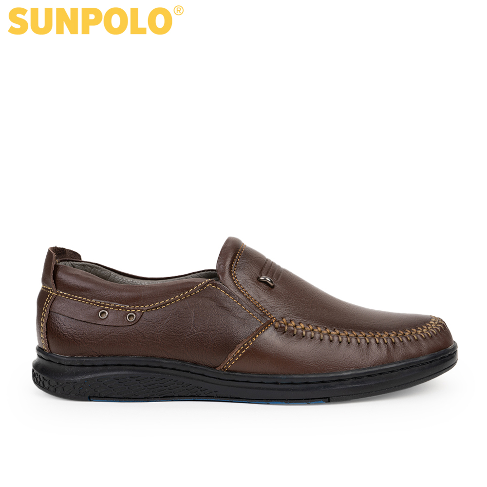 Giày mọi nam da bò SUNPOLO LMS265 (Đen, Nâu)