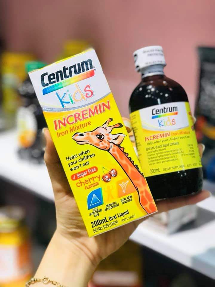 ( Mẫu Mới) Siro Centrum Kids 200ml Incremin Iron Mixture Úc