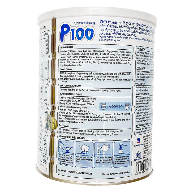 Sữa bột P100 900g (Dành cho trẻ 1_10 tuổi) (HSD 2026)