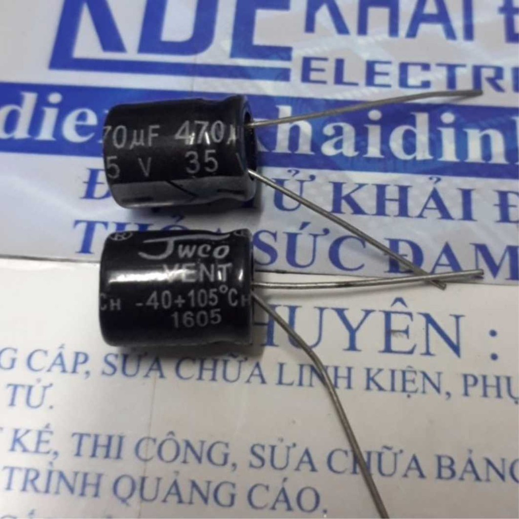 TỤ HÓA, TỤ PHÂN CỰC 470uf 35V (20 tụ) KDE1809