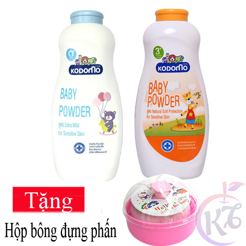Combo 2 chai Phấn Kodomo 350g ngừa rôm sẩy + chống côn trùng Tặng 1 hộp đựng phấn màu ngẫu nhiên - phấn rôm cho bé