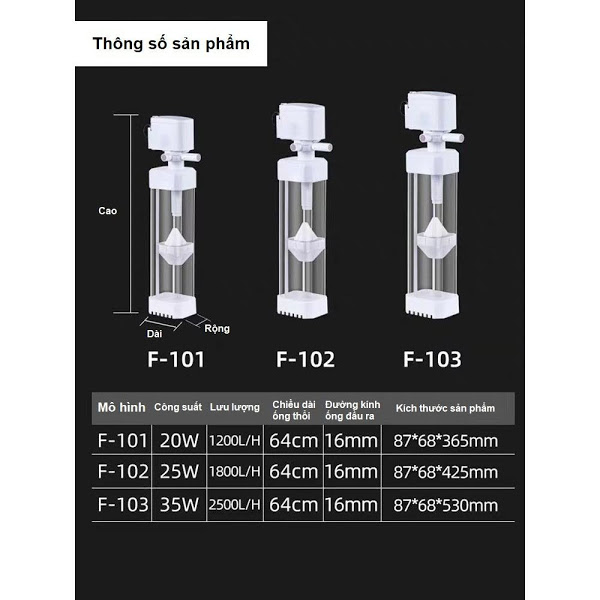 Máy lọc phân sobo bơm oxy bể cá 3 trong 1
