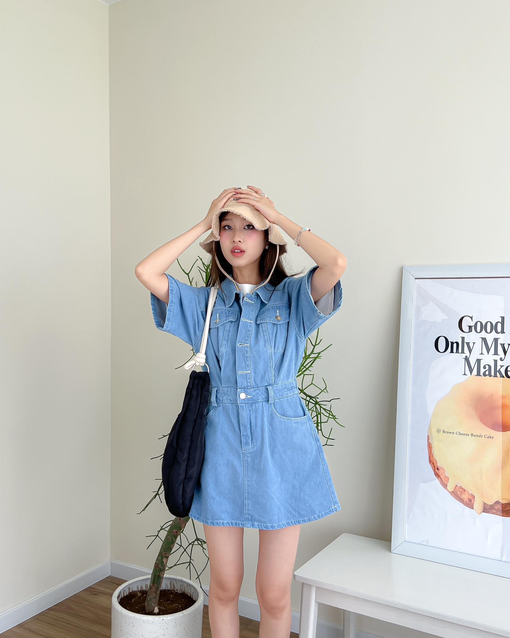 Chubbie © denim jumpsuit - set jumpsuit váy, tay ngắn, chất liệu bò