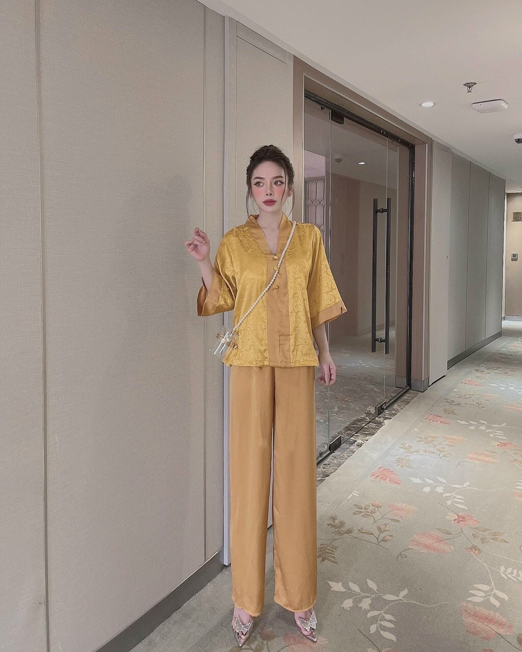 [HCM]Bộ đồ LAM đi chùa [SIÊU ĐẸP] Set bộ nữ mặc đi lễ lụa gấm CAO CẤP [FREESIZE TỪ 40-62KG] Đồ bộ nữ Pijama lụa đồ bộ đồ ngủ lụa đồ bộ nữ dễ thương